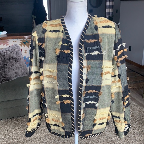 Crystal Jackets & Blazers - Jacket coat open front plaid vintage